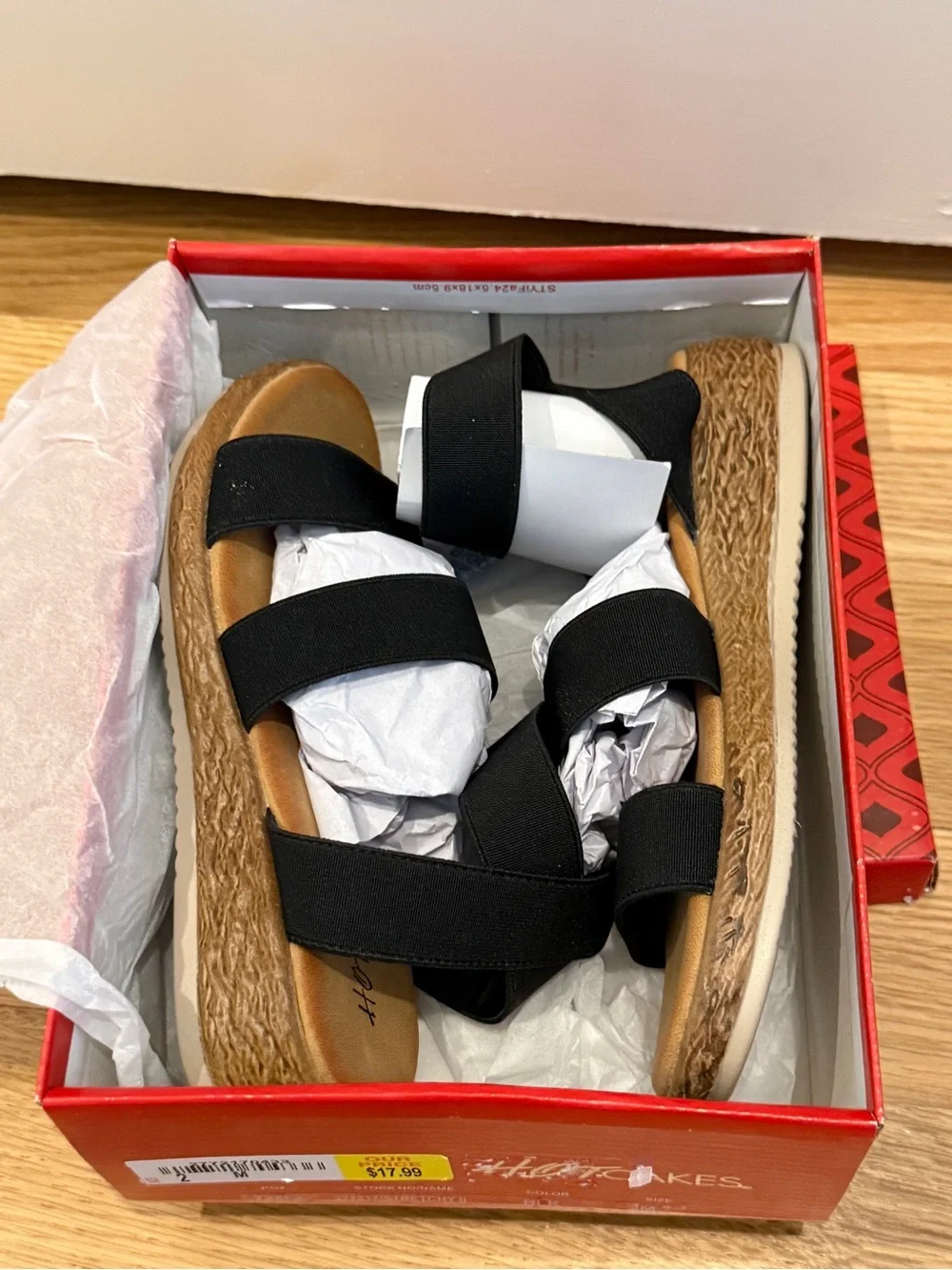 Hot Cakes Black Strappy Kids Sandals with Elastic Ankle Band